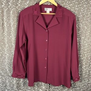 Vintage Da-Rue of California‎ Plum Long Sleeve Blouse Button Up Shirt Size 16